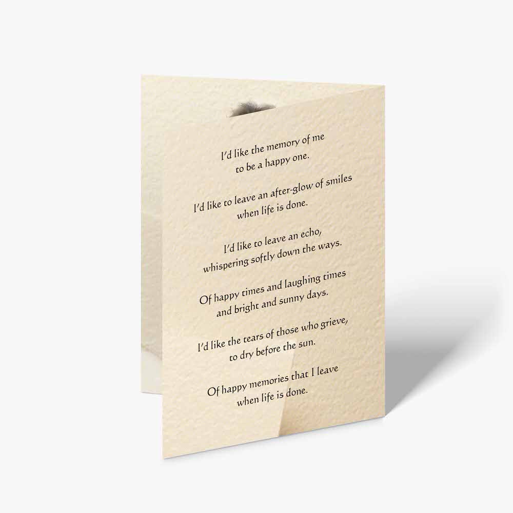 a card with a poem on it