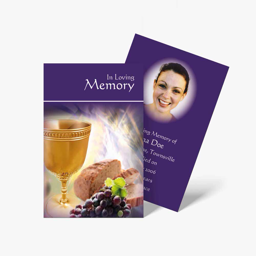 memorial cards with wine glass and grapes