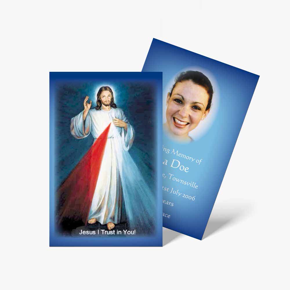 a religious card with a picture of jesus