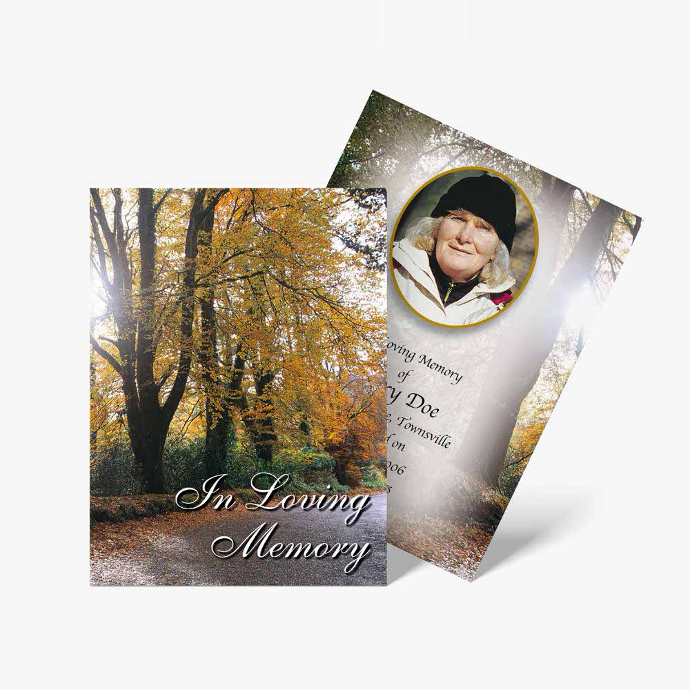 autumn leaves funeral card template