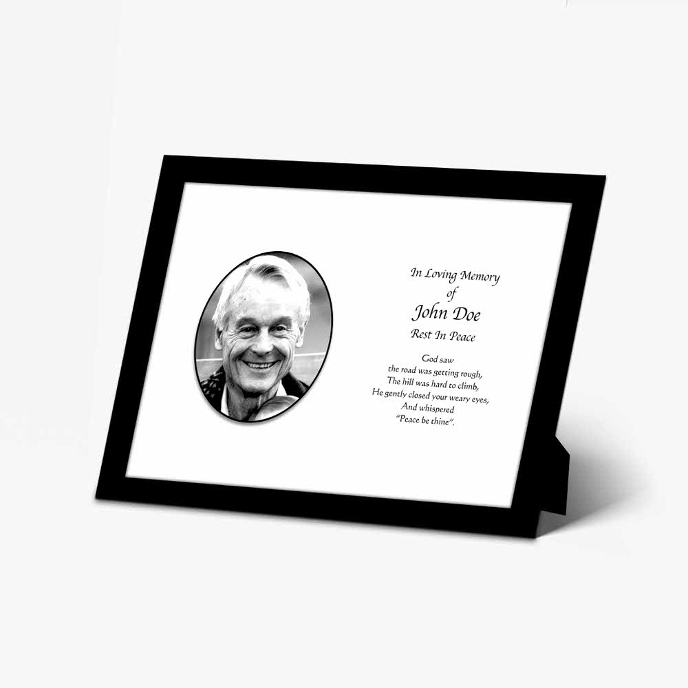 a black and white photo frame with a black and white photo of a man