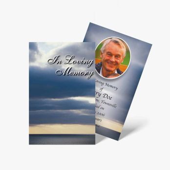 funeral card template with sky and clouds