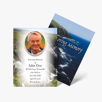 a funeral card with a photo of a man on it