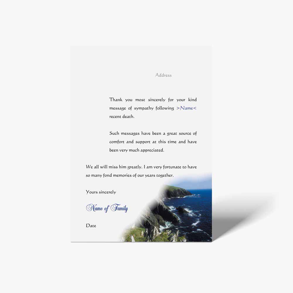 a postcard with a photo of the ocean and a thank note