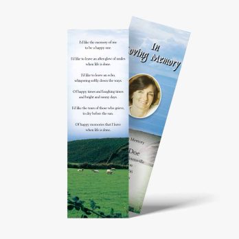 a bookmark with a picture of a farm and a poem