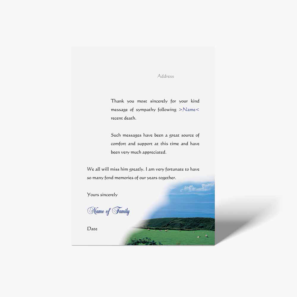 thank you card with a view of the sea