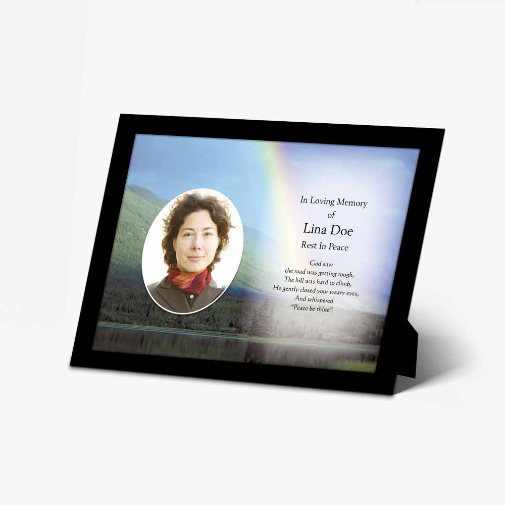 funeral photo frame with rainbow