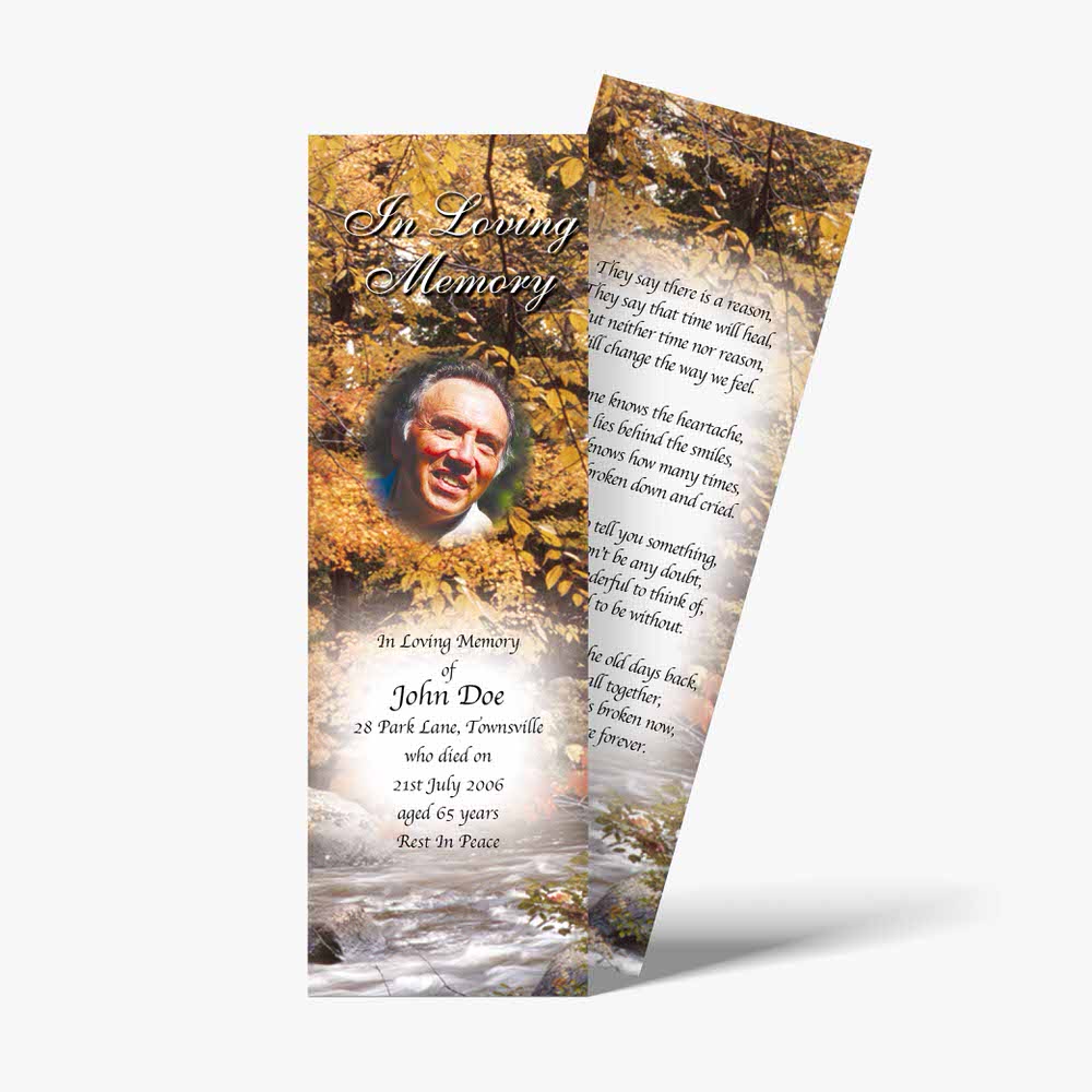 a bookmark with a photo of a man and a river