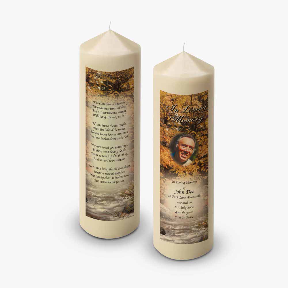 personalised memorial candle - autumn tree