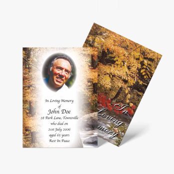 autumn leaves funeral card template