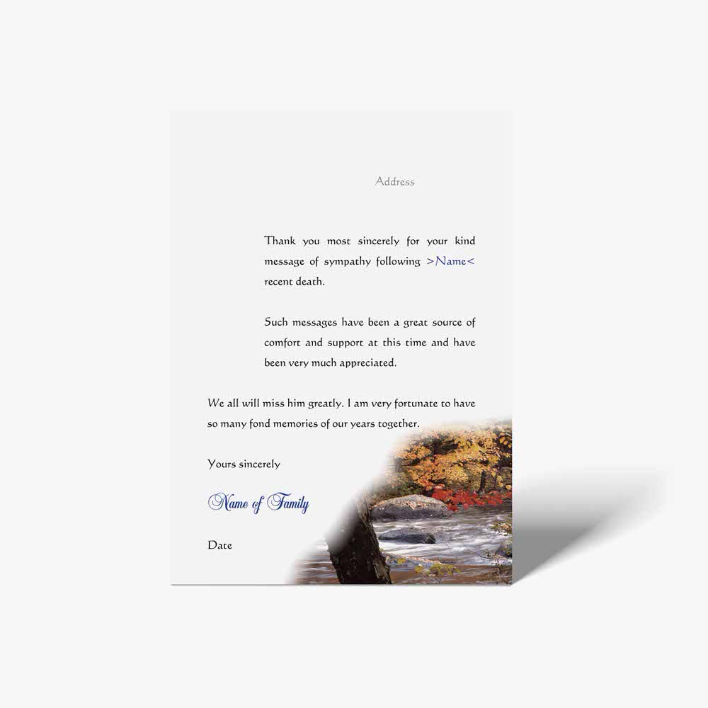 thank you card with a waterfall