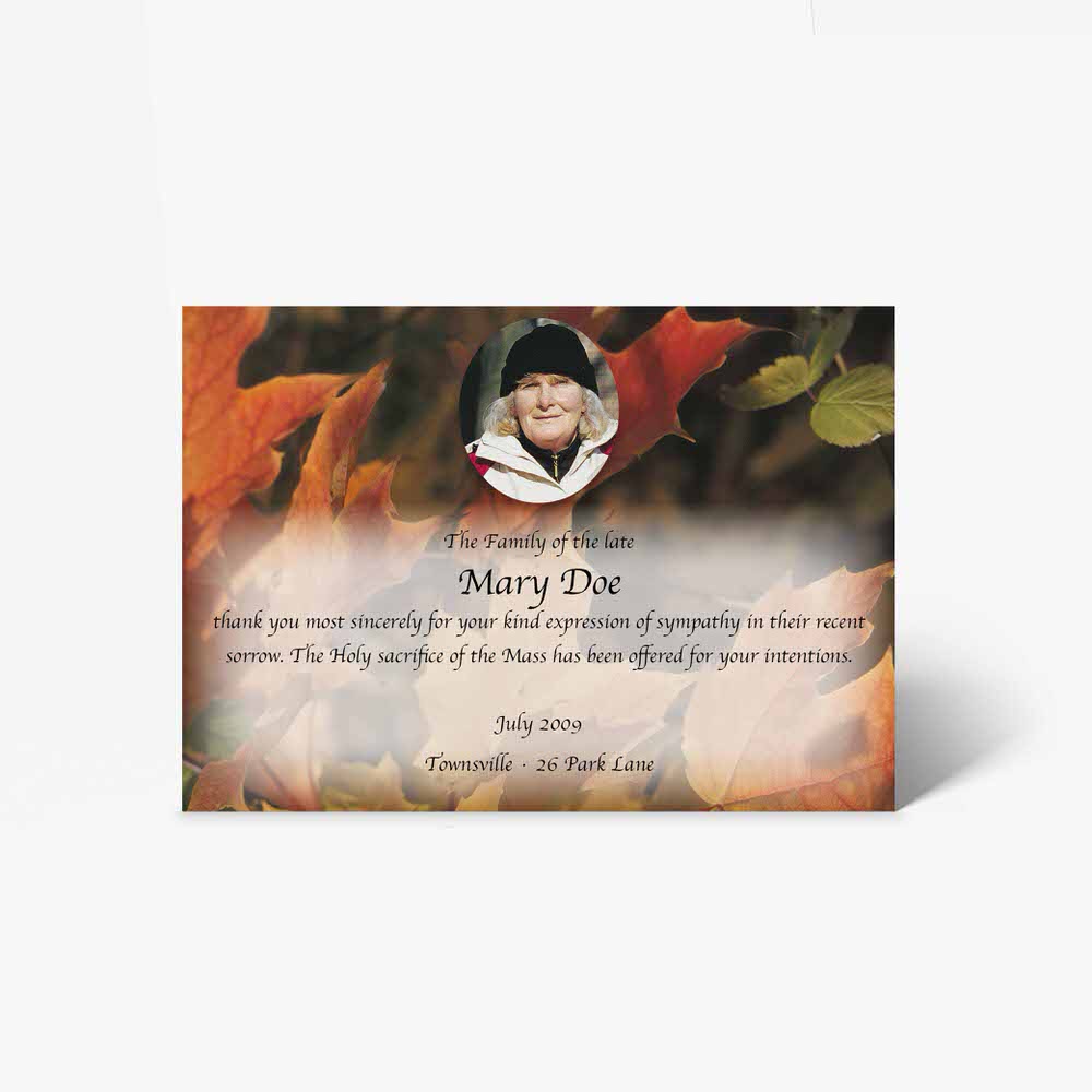 autumn leaves memorial card template