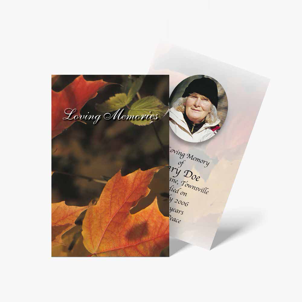 fall leaf funeral cards