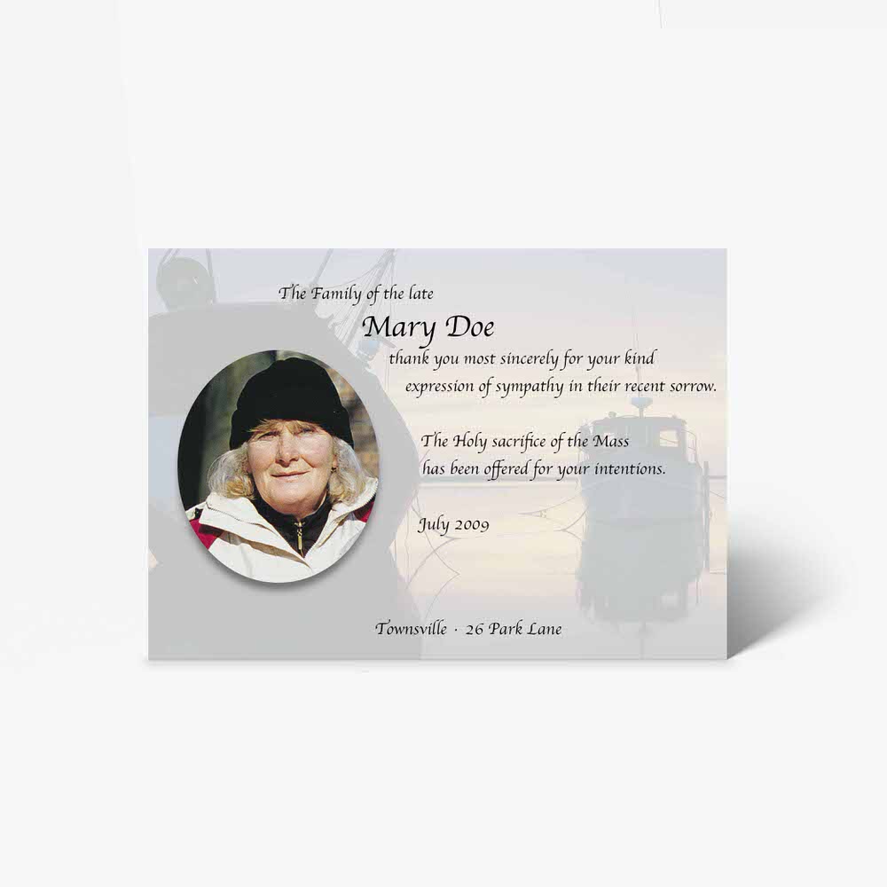 funeral card template with photo of a woman