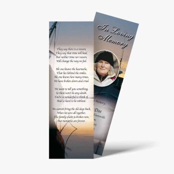 a bookmark with a photo of a man on a boat