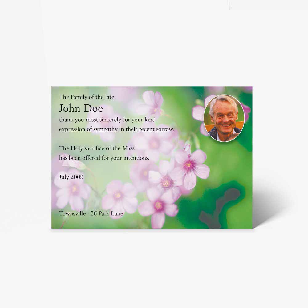 funeral card template with flowers