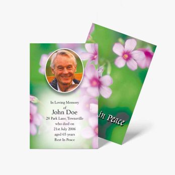 funeral card template with flowers