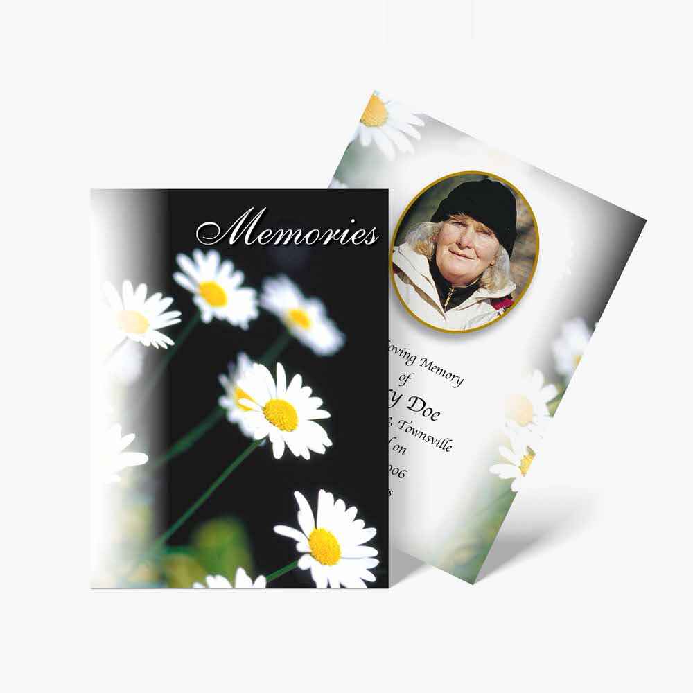 memorial cards with daisies