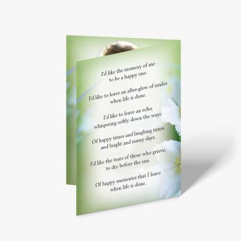 a beautiful memorial card with a beautiful poem