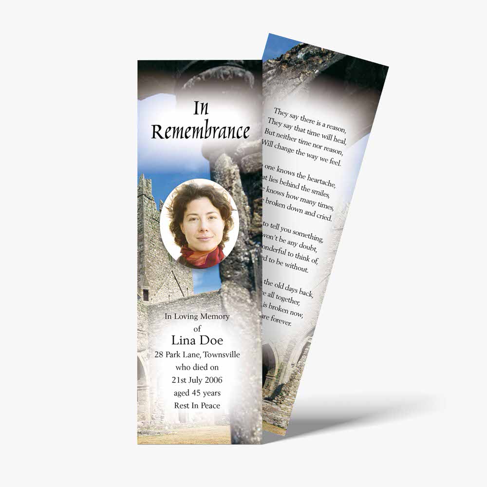 a bookmark with a photo of a woman in a castle