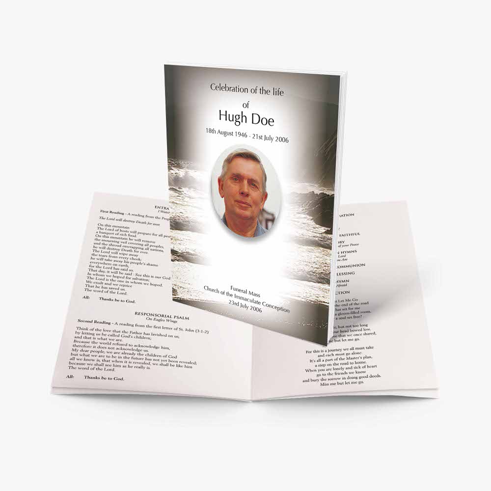 funeral program template with photo of a man