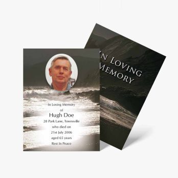 funeral card template for a man in the ocean