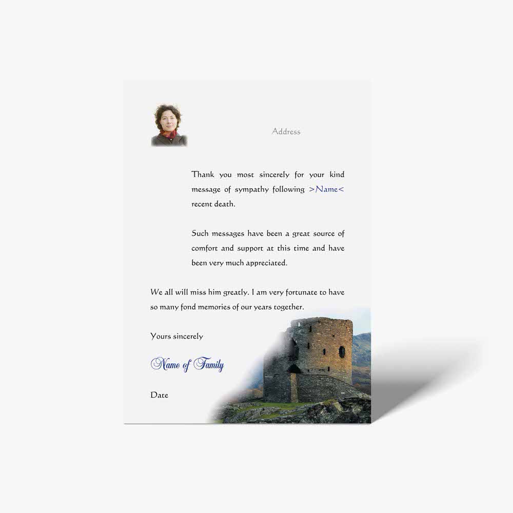 thank you card for a castle