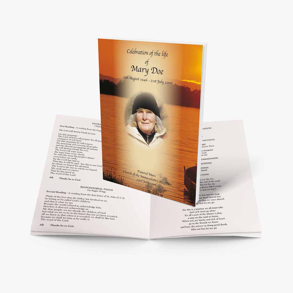 a funeral pamphlet with a photo of a man in a hat