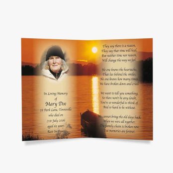 sunset memorial card template