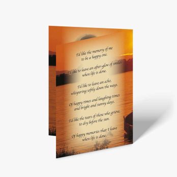 a card with a poem on the water