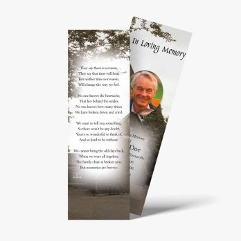 a bookmarks with a picture of a man and a tree