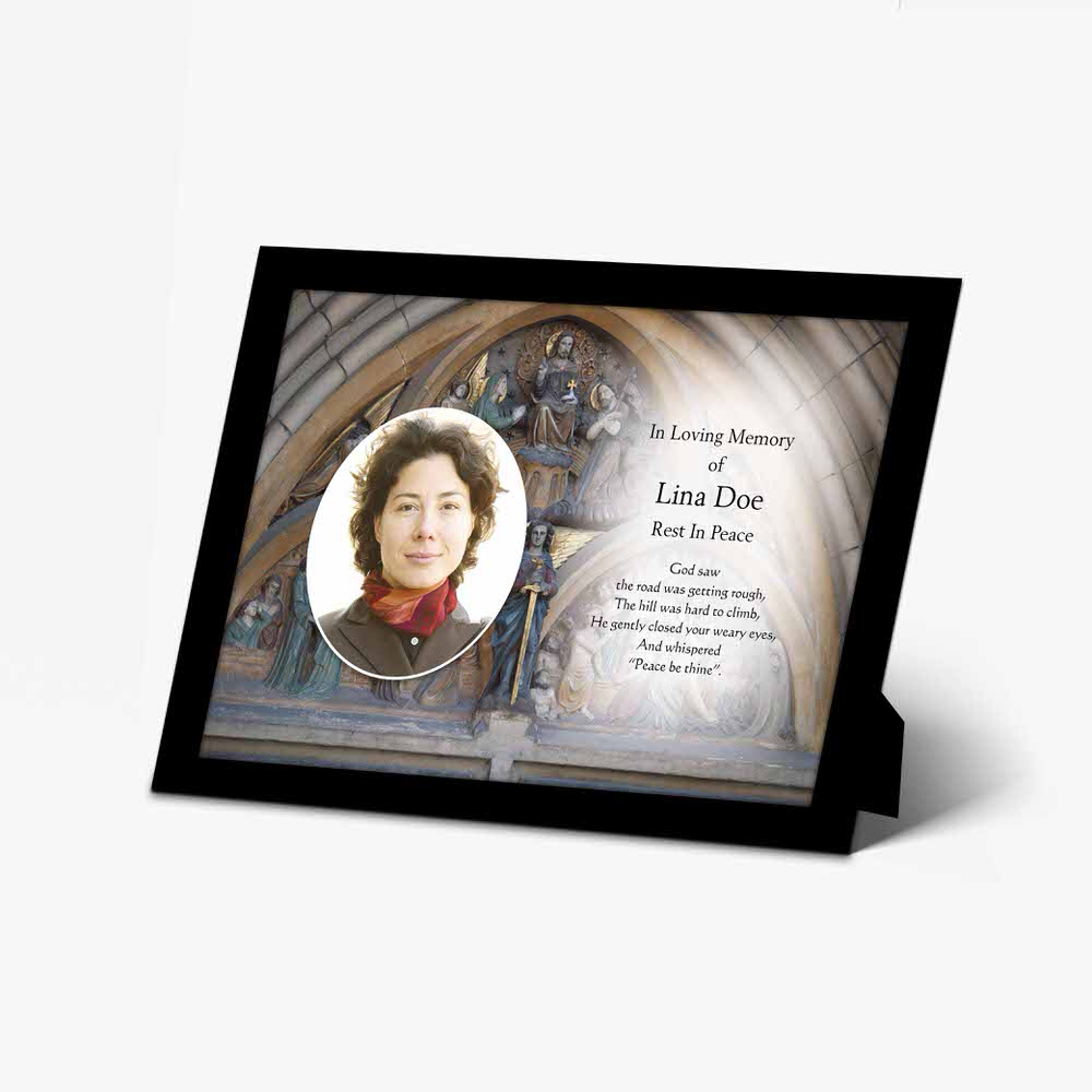 a photo frame with a photo of a woman