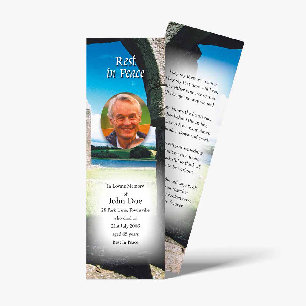 a bookmark with a photo of a man in a castle
