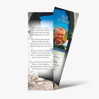 a bookmark with a photo of a man on it