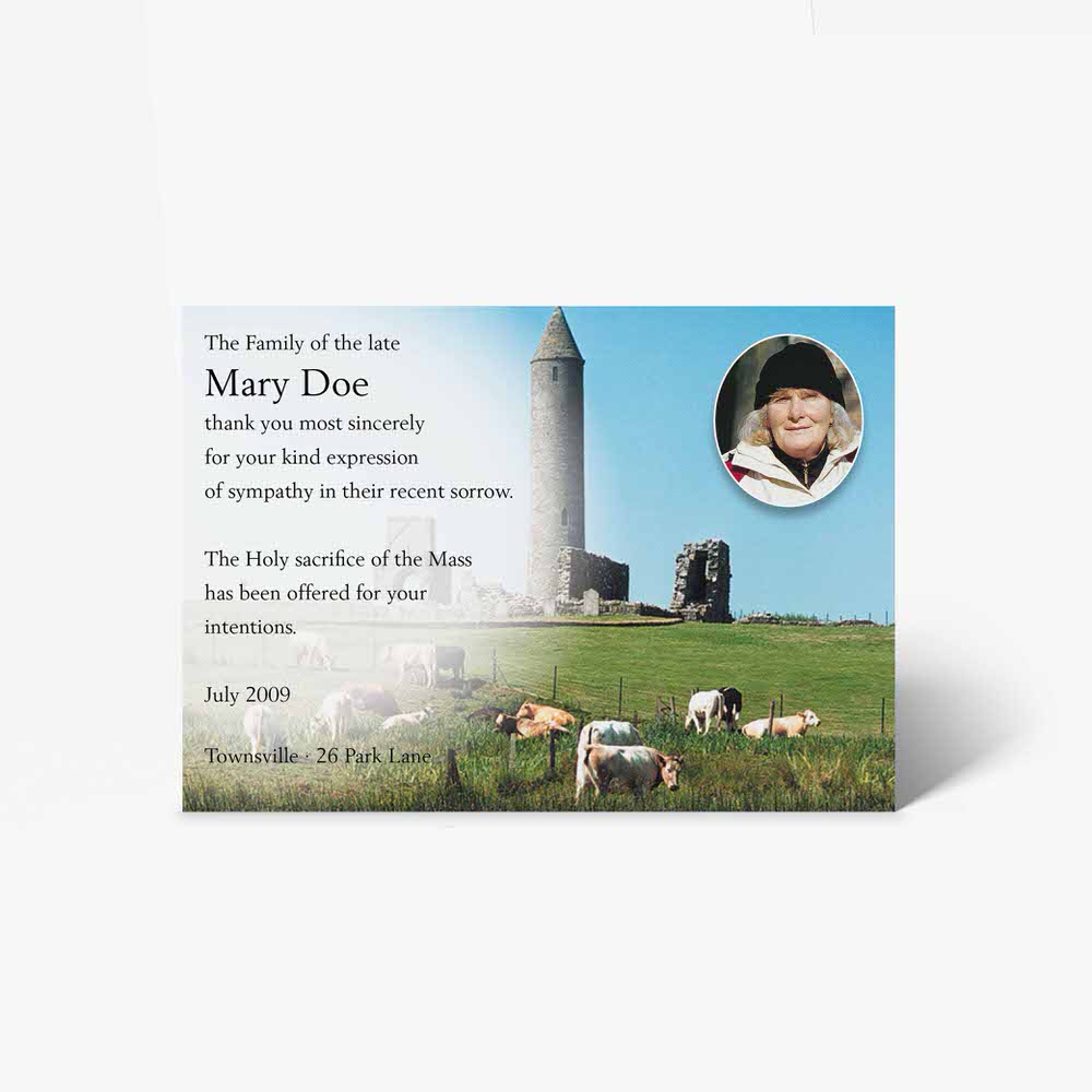 funeral card with photo of mary doe