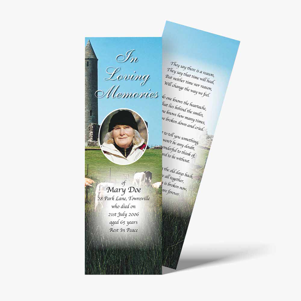 a bookmark with a photo of a woman in a field