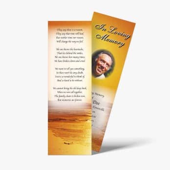 a bookmark with a photo of a man on the beach