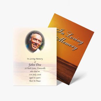 a funeral card with a photo of a man on it