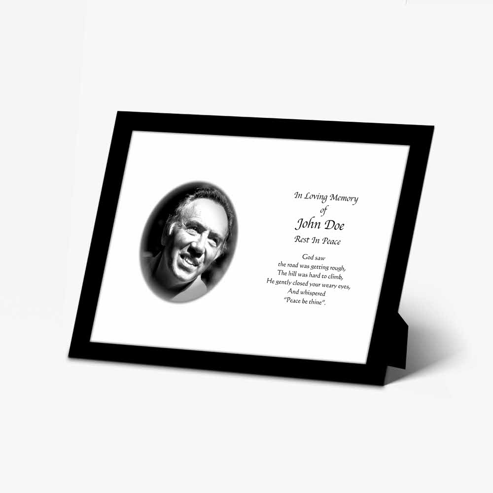 a black and white photo frame with a black and white photo of a man