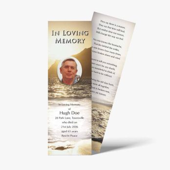 a bookmark with a photo of a man on the beach