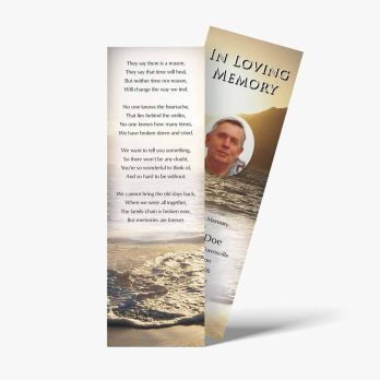 a memorial bookmark template for a beach memorial