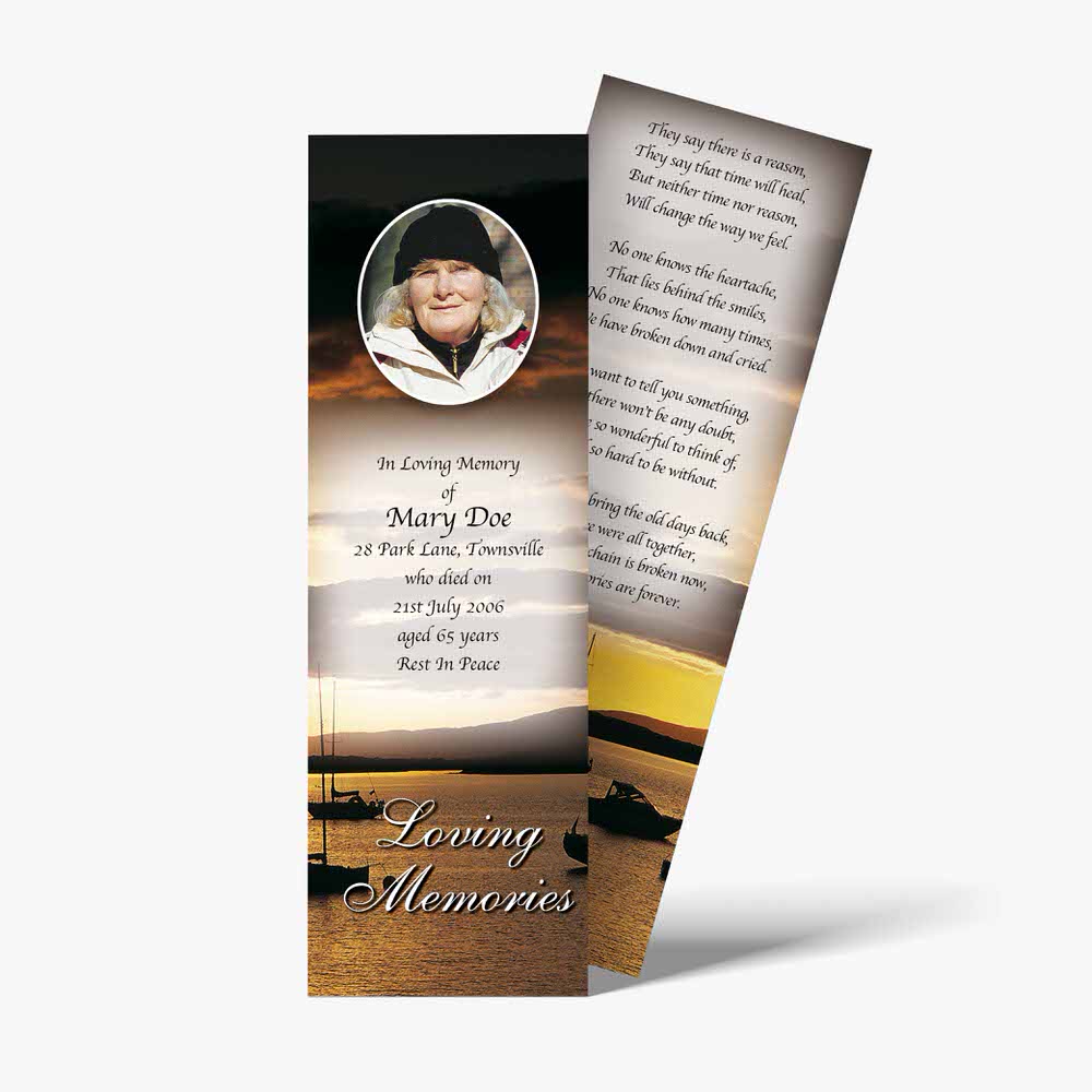 a bookmark with a photo of a boat on the water