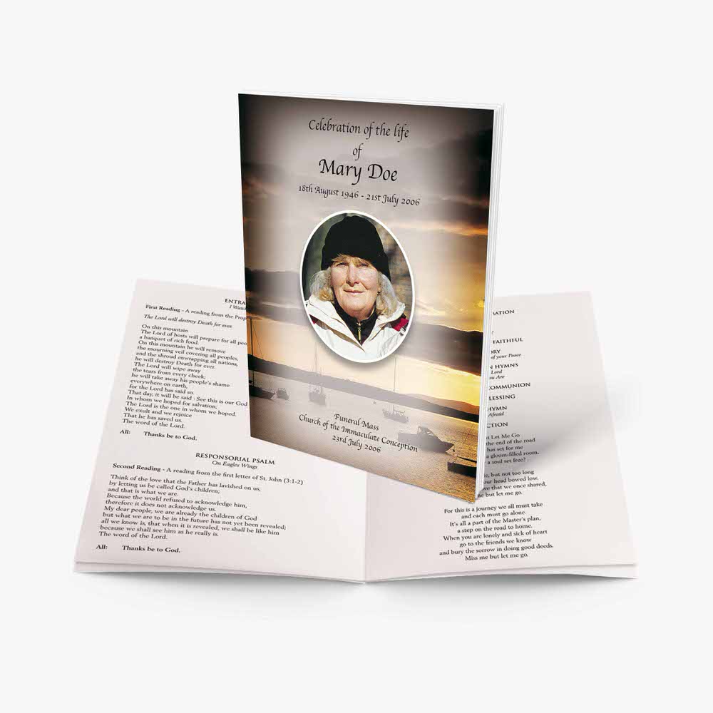 a funeral pamphlet with a photo of a woman