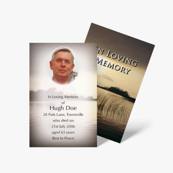 a funeral card with a photo of a man on it