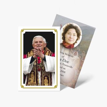 a card with a photo of pope benedict and a card with a photo of a pope