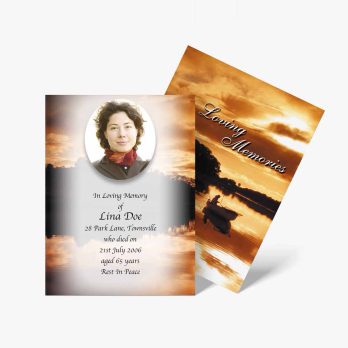 a funeral card with a photo of a woman on the front