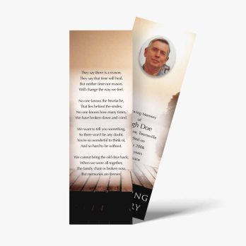 a bookmarks with a photo of a man on it
