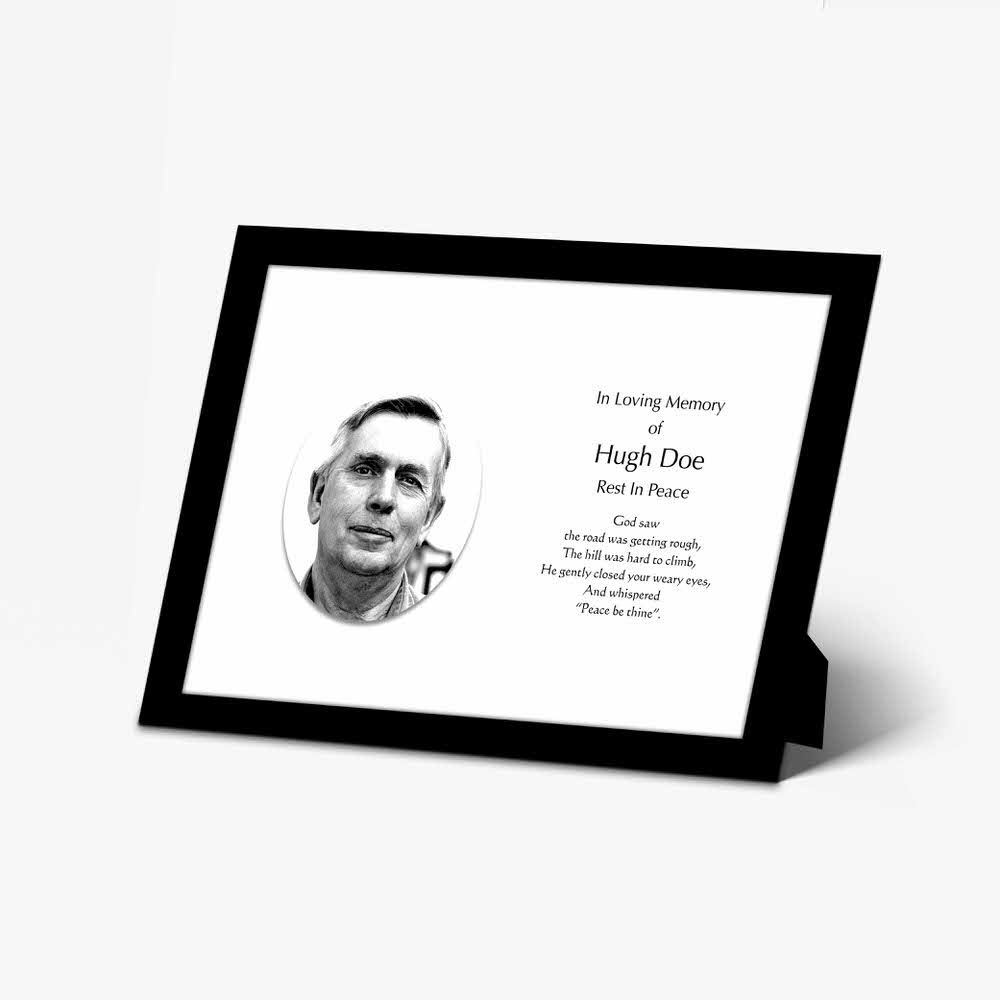 funeral card template - black and white