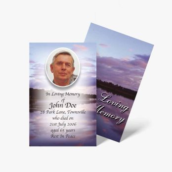 a funeral card with a photo of a man on it