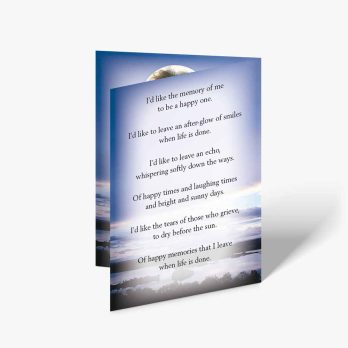 a card with a poem about the moon and the sky